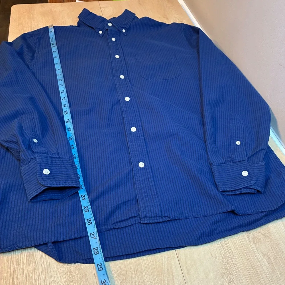 Banana Republic Organic Cotton Blue Pinstripe Button Down Shirt Mens Large L